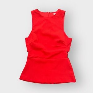 H&M Red Orange Peplum Cutout Blouse Size 4